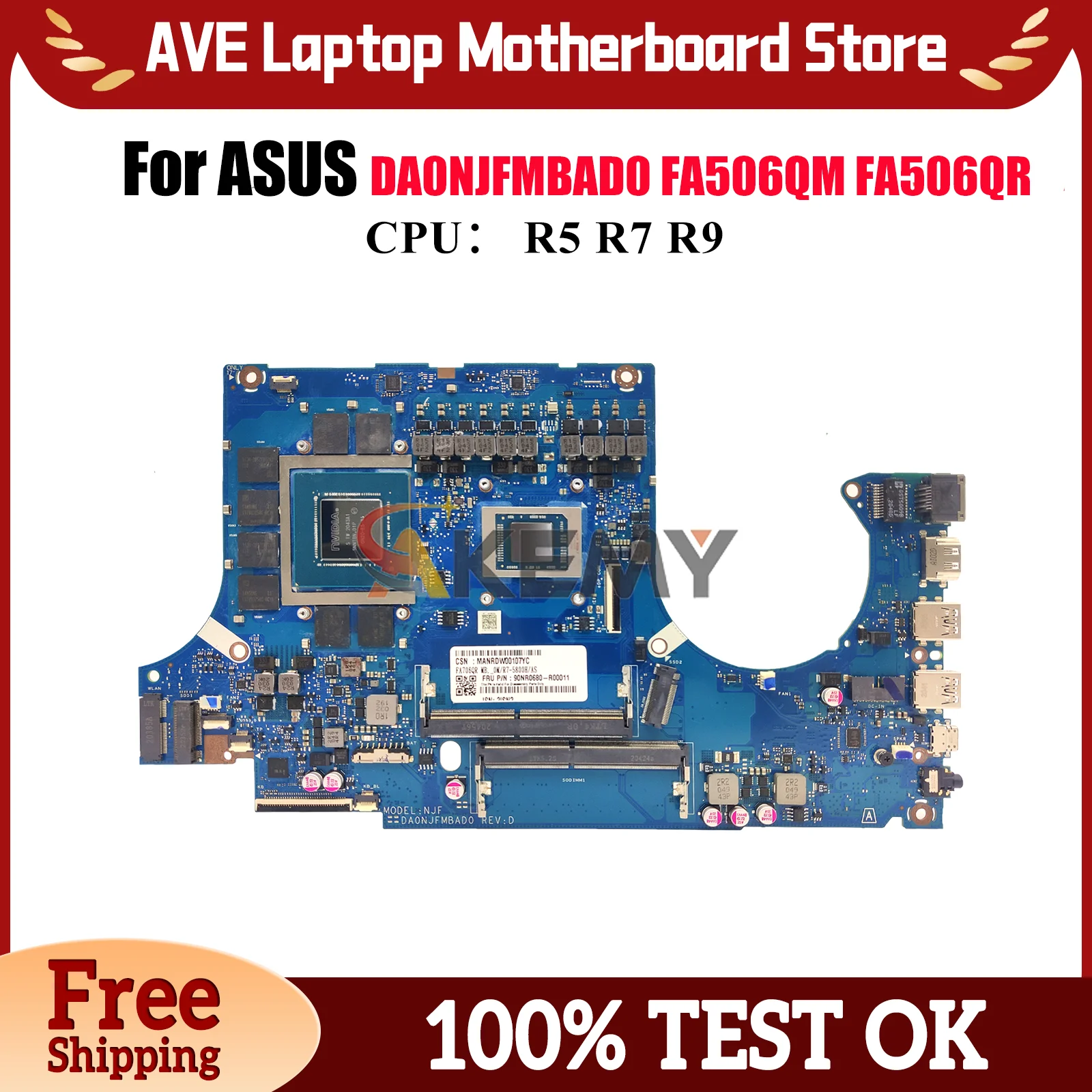 DA0NJFMBAD0 Материнская плата для ноутбука ASUS TUF Gaming FA506Q FA506QM FA506QR Материнская плата для ноутбука с процессором R5 R7 R9 100% tests OK stk
DA0NJFMBAD0 Материнская плата для ноутбука ASUS TUF Gaming FA506Q FA506QM FA506QR Материнская плата для ноутбука с процессором R5 R7 R9 100% tests OK stk