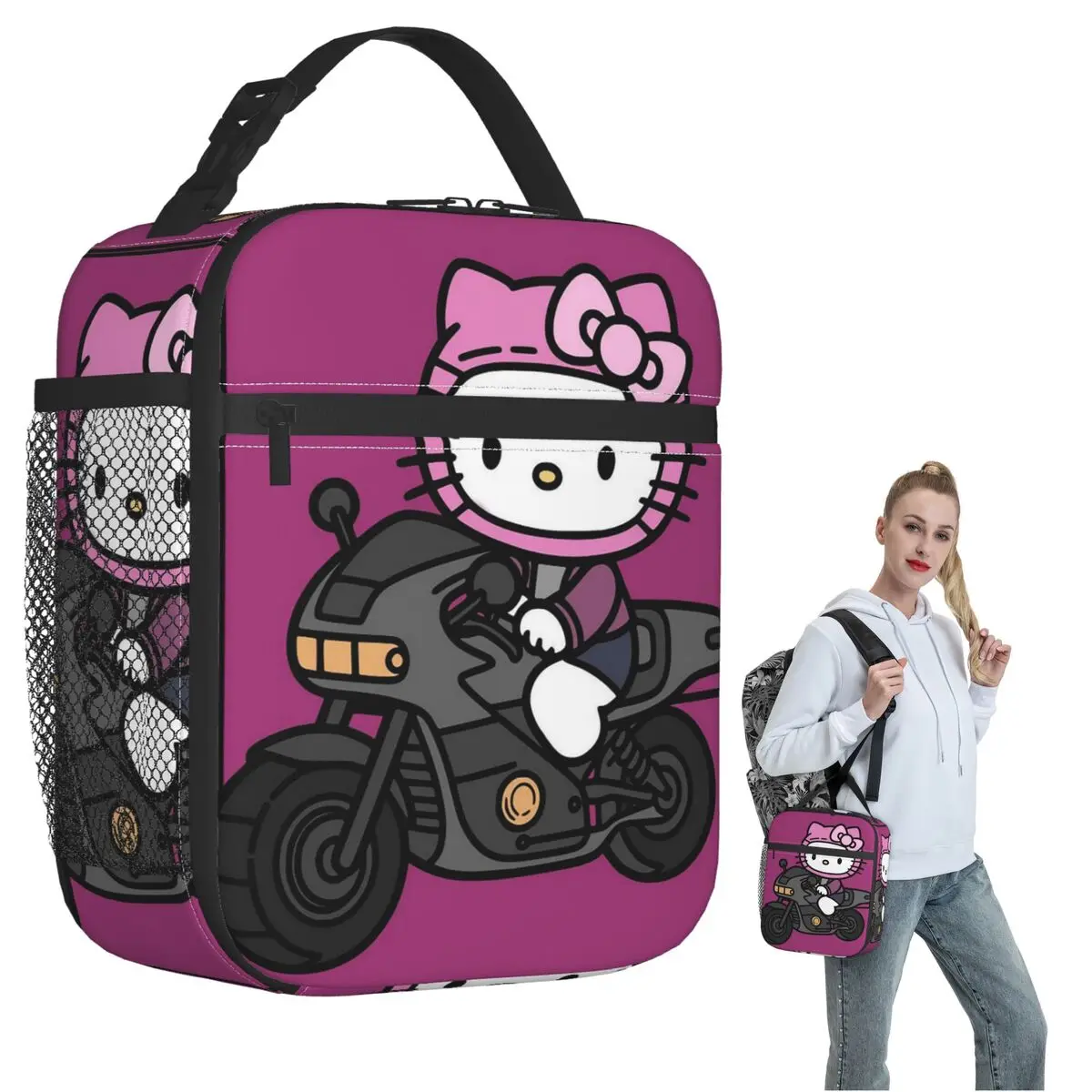 Hello Kitty Riding A Bicycle Cartoon Insulated Lunch Bag for Women Kids Portable Food Boxes Thermal Lunch Box Tote
Hello Kitty Riding A Bicycle Cartoon Insulated Lunch Bag for Women Kids Portable Food Boxes Thermal Lunch Box Tote
