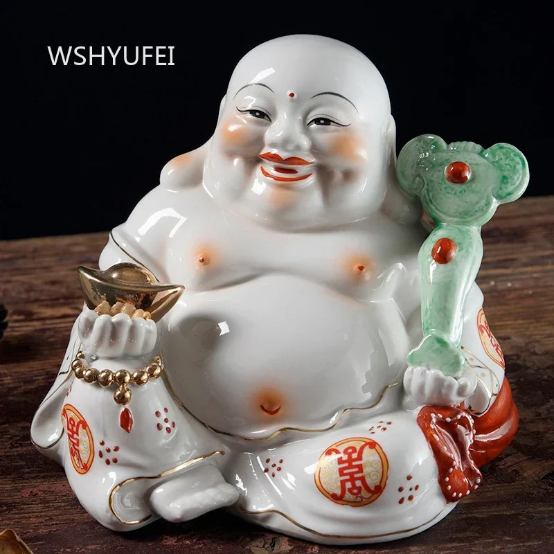 Керамическая статуэтка Будды Майтреи с пузатой фигурой, украшение для дома, приносящее богатство, китайское ремесленное изделие
Керамическая статуэтка Будды Майтреи с пузатой фигурой, украшение для дома, приносящее богатство, китайское ремесленное изделие
