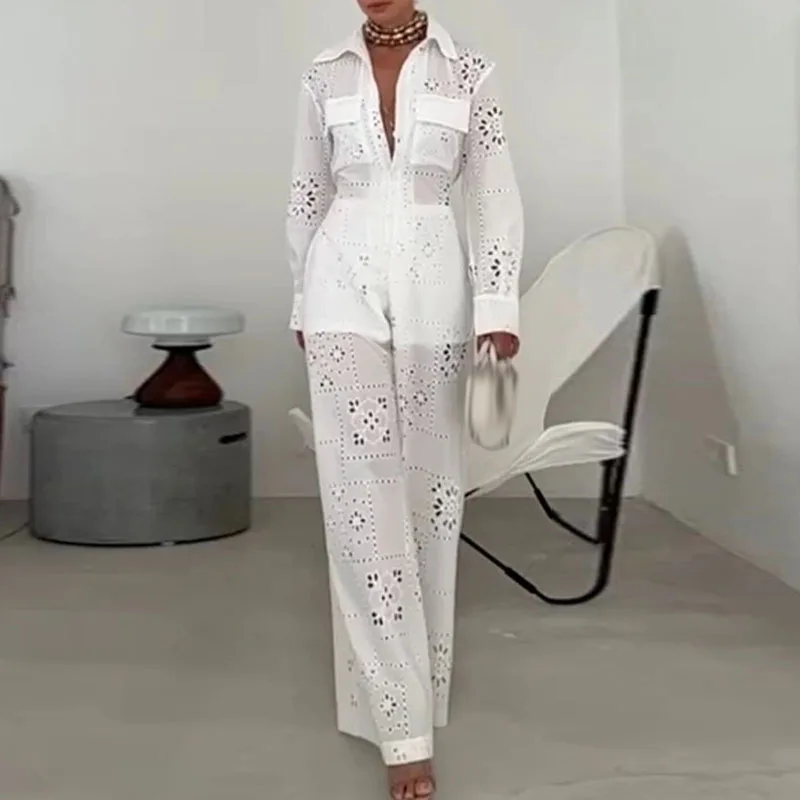 Элегантные простые комбинезоны для повседневной носки: модные комбинезоны с отложным воротником, кружевными вставками и вырезами, весенне-летние, с высокой талией, однотонные, с широкими штанинами
Элегантные простые комбинезоны для повседневной носки: модные комбинезоны с отложным воротником, кружевными вставками и вырезами, весенне-летние, с высокой талией, однотонные, с широкими штанинами