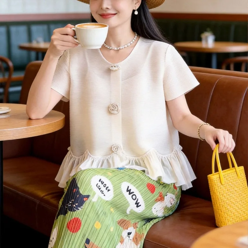 Miyake Pleated 2026 Korean Style Vacation Short Sleeve Top Printed Pleated Casual Fashion Skirt Women's Summer New Set Pleat
Miyake Pleated 2026 Korean Style Vacation Short Sleeve Top Printed Pleated Casual Fashion Skirt Women's Summer New Set Pleat