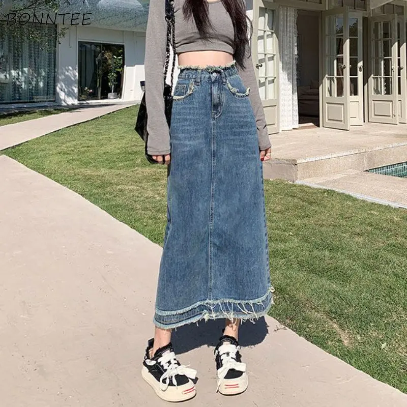 Denim Skirts Women Ripped Vintage High Waist Casual Midi Temperament A-line Streetwear Spring Fashion All-match Chic Ulzzang Ins
Denim Skirts Women Ripped Vintage High Waist Casual Midi Temperament A-line Streetwear Spring Fashion All-match Chic Ulzzang Ins
