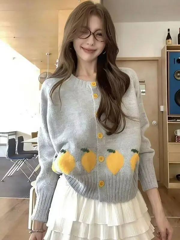 American Retro Grey Loose Knitted Sweater Women's Outerwear Autumn Winter Soft Lazy Style Open Cardigan Long Sleeve round Neck
American Retro Grey Loose Knitted Sweater Women's Outerwear Autumn Winter Soft Lazy Style Open Cardigan Long Sleeve round Neck