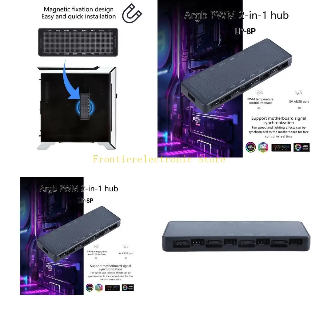 Контроллер вентилятора-концентратора G8DB ARGB PWM с 8 портами, входом питания и пультом дистанционного управления для ПК
Контроллер вентилятора-концентратора G8DB ARGB PWM с 8 портами, входом питания и пультом дистанционного управления для ПК