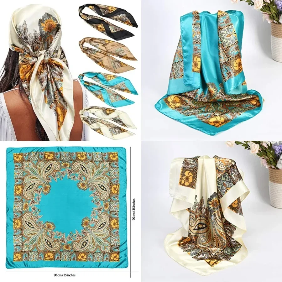 35 Satin Large Square Head Scarves - 4PCS Silk Like Neck Scarf Hair Sleeping Wraps Satin Silk Scarfs for Women
35 Satin Large Square Head Scarves - 4PCS Silk Like Neck Scarf Hair Sleeping Wraps Satin Silk Scarfs for Women