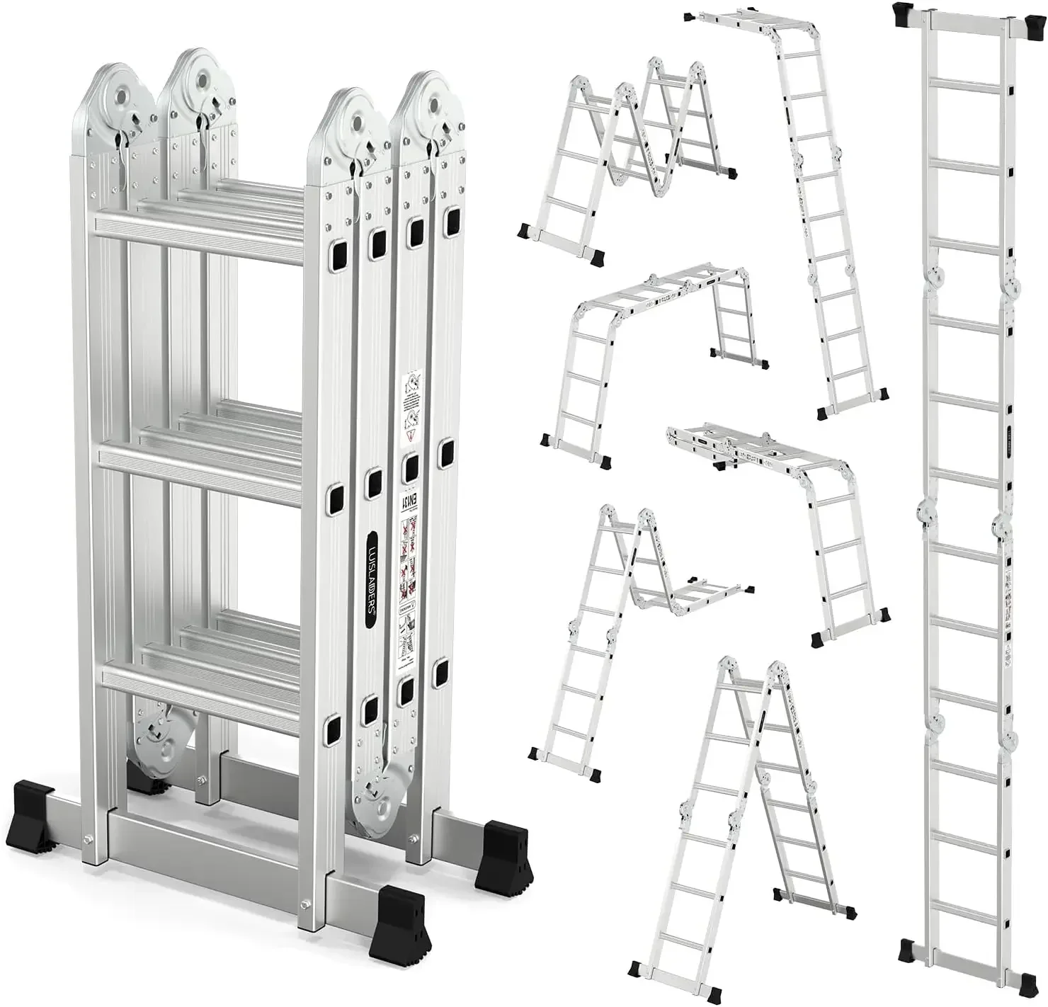 Folding Ladder Multi-Purpose Aluminium Extension 7 in 1 Step Heavy Duty Combination EN 131 Standard (12.5 Feet)
Folding Ladder Multi-Purpose Aluminium Extension 7 in 1 Step Heavy Duty Combination EN 131 Standard (12.5 Feet)