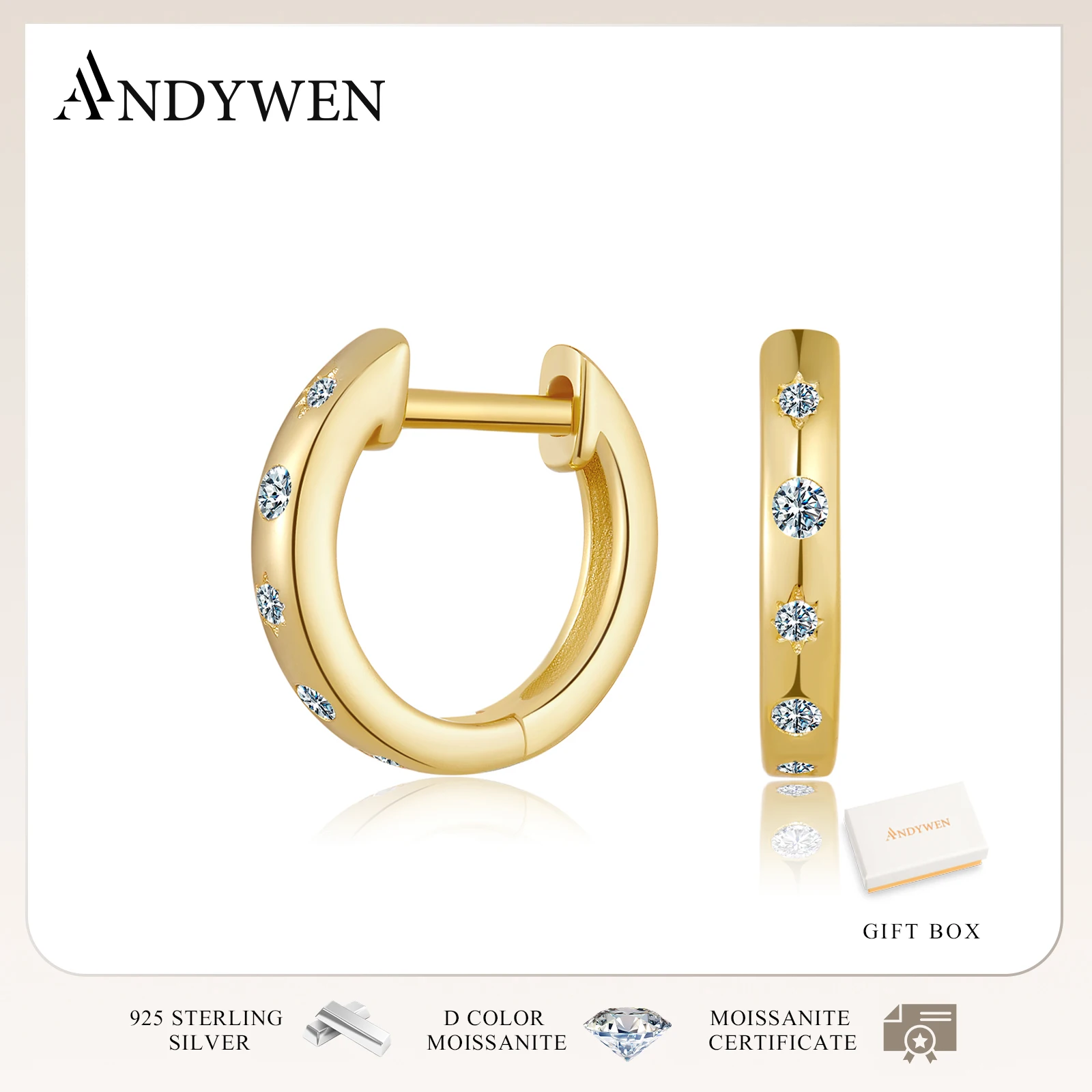 ANDYWEN D Color VVS1 925 Sterling Silver Moissanite Minimalist Hoop Earrings Women Classic Party Daily Jewelry Casual Gift
ANDYWEN D Color VVS1 925 Sterling Silver Moissanite Minimalist Hoop Earrings Women Classic Party Daily Jewelry Casual Gift