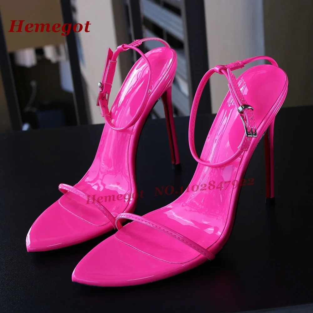 Fluorescent Pink Thin Strap Buckled Sandals Pointy Toe Stiletto High Heels Slingback Women's Sandals Glossy Runway Shoes Sexy
Fluorescent Pink Thin Strap Buckled Sandals Pointy Toe Stiletto High Heels Slingback Women's Sandals Glossy Runway Shoes Sexy