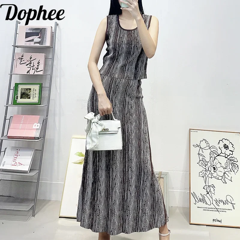 High Quality Fashion Lady Summer Two-piece Set All-match Sleeveless Knitted Tanks Top+Elastic Waist Ultra Long Skirt Women Suits
High Quality Fashion Lady Summer Two-piece Set All-match Sleeveless Knitted Tanks Top+Elastic Waist Ultra Long Skirt Women Suits