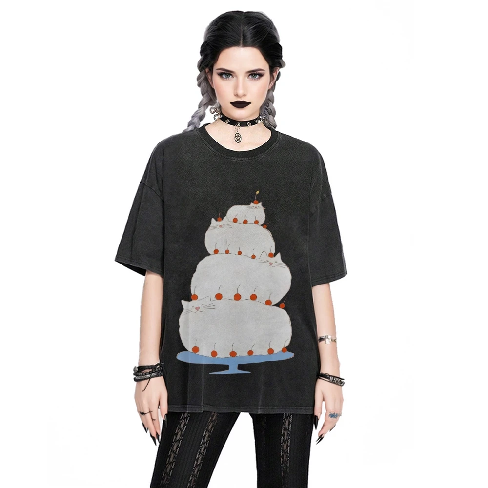 Graphic Tees Cat Cake Tee All - Cotton, High - Quality Oversize Washed Tee. Stacked Cat Cake Print, Cute Y2K Trend
Graphic Tees Cat Cake Tee All - Cotton, High - Quality Oversize Washed Tee. Stacked Cat Cake Print, Cute Y2K Trend