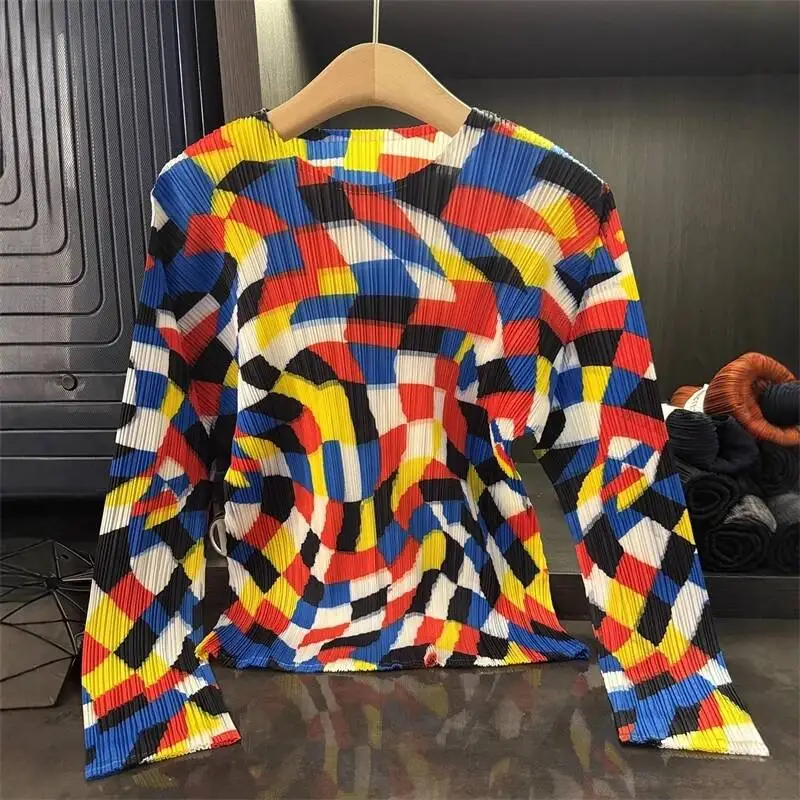 Geometric Print Niche Round Neck Pleated Women's T-Shirt Autumn New Casual Elastic Batwing Sleeve Pullover Top 2JVRC
Geometric Print Niche Round Neck Pleated Women's T-Shirt Autumn New Casual Elastic Batwing Sleeve Pullover Top 2JVRC