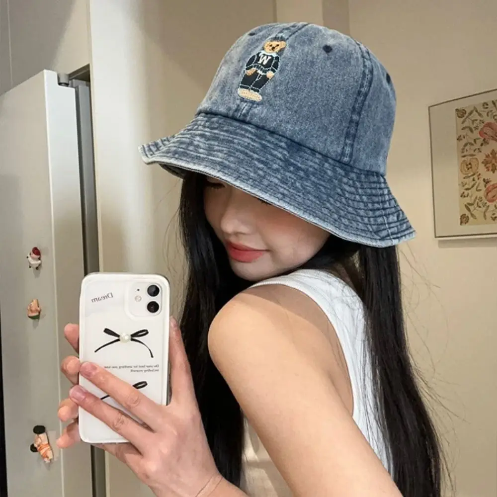 Japanese Denim Bucket Hat Bear Embroidered Cowboy Style Sunshade Hat Sun Protection Cowboy Hat Summer
Japanese Denim Bucket Hat Bear Embroidered Cowboy Style Sunshade Hat Sun Protection Cowboy Hat Summer