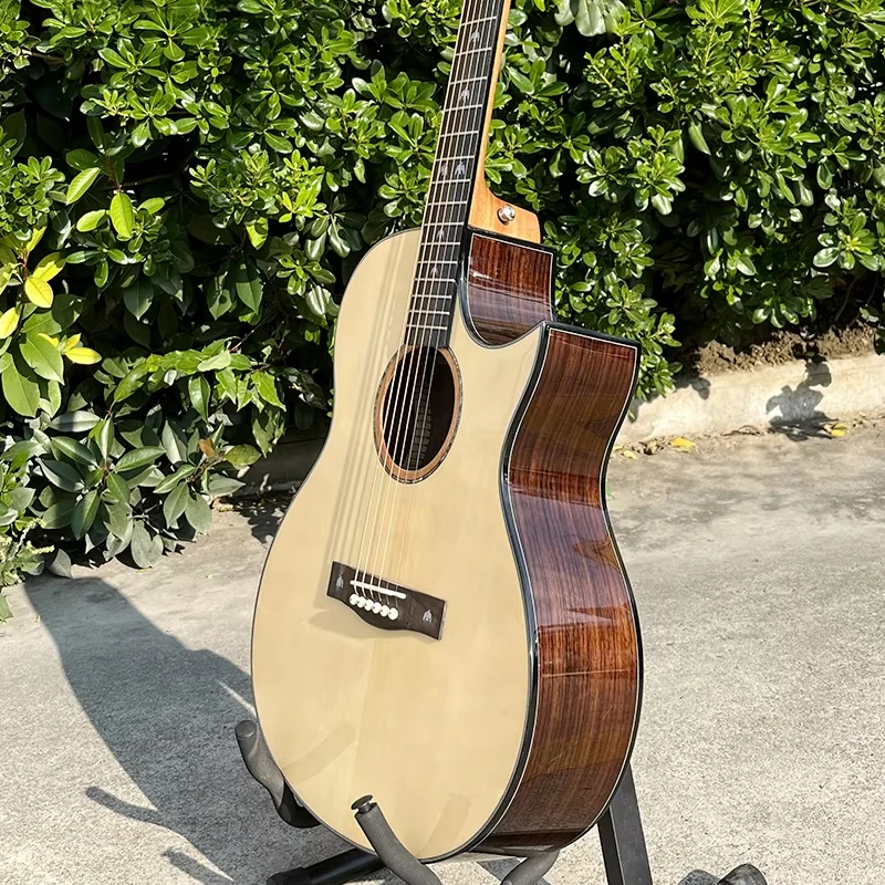 40 Inch Acoustic Guitar Solid 3A SpruceTopboard Plywood Rosewood Back&Side SJ Body Style Top Cutaway Design Gloss Finish
40 Inch Acoustic Guitar Solid 3A SpruceTopboard Plywood Rosewood Back&Side SJ Body Style Top Cutaway Design Gloss Finish