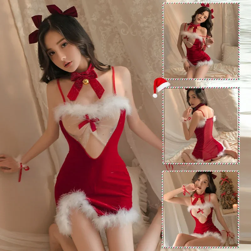 New Christmas Lingerie Women Sexy Lace TransparentDress Temptation Plush Nightwear Pajamas Erotic Cosplay Costumes
New Christmas Lingerie Women Sexy Lace TransparentDress Temptation Plush Nightwear Pajamas Erotic Cosplay Costumes