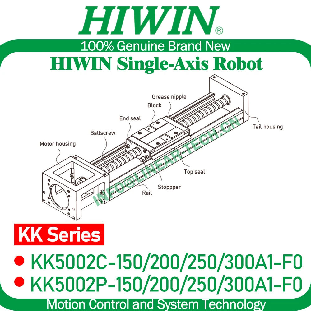 HIWIN KK50 Module Single-Axis Robot Ballscrew KK5002C KK5002P 150 200 250 300MM Linear Slide Stages High Accuracy Stiffness NEW
HIWIN KK50 Module Single-Axis Robot Ballscrew KK5002C KK5002P 150 200 250 300MM Linear Slide Stages High Accuracy Stiffness NEW