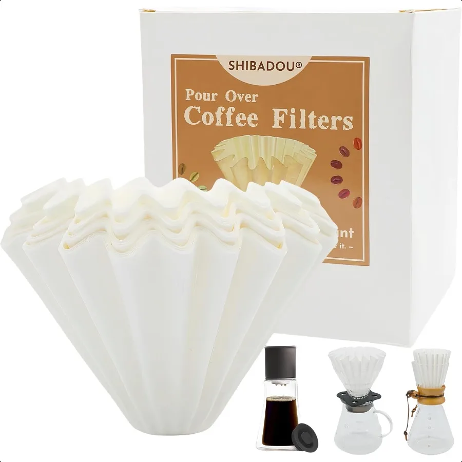 Pour Over Coffee Paper Filters 100 Count Designed for Stagg XF Kalita 185 Brumate Chemex 6Cup Pour Over Brewers White Disposbal 
Pour Over Coffee Paper Filters 100 Count Designed for Stagg XF Kalita 185 Brumate Chemex 6Cup Pour Over Brewers White Disposbal