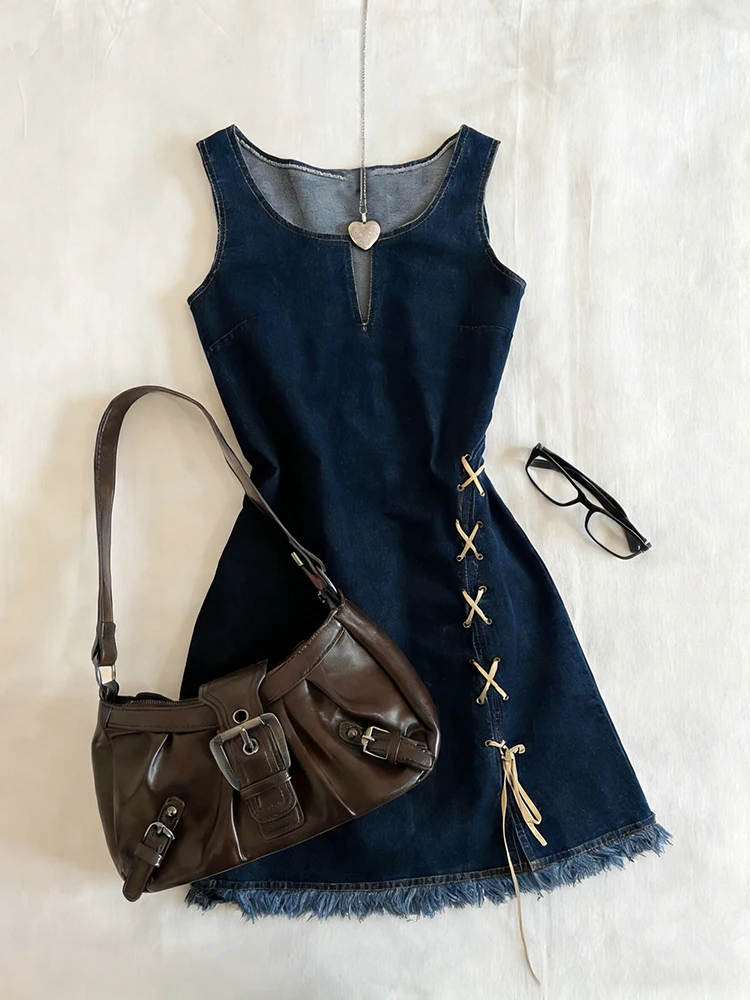Blue Slimming A-Line Sleeveless Denim Dress Women's Summer Fashionable Casual Sweet Style round Neck Cotton Blend Dress
Blue Slimming A-Line Sleeveless Denim Dress Women's Summer Fashionable Casual Sweet Style round Neck Cotton Blend Dress