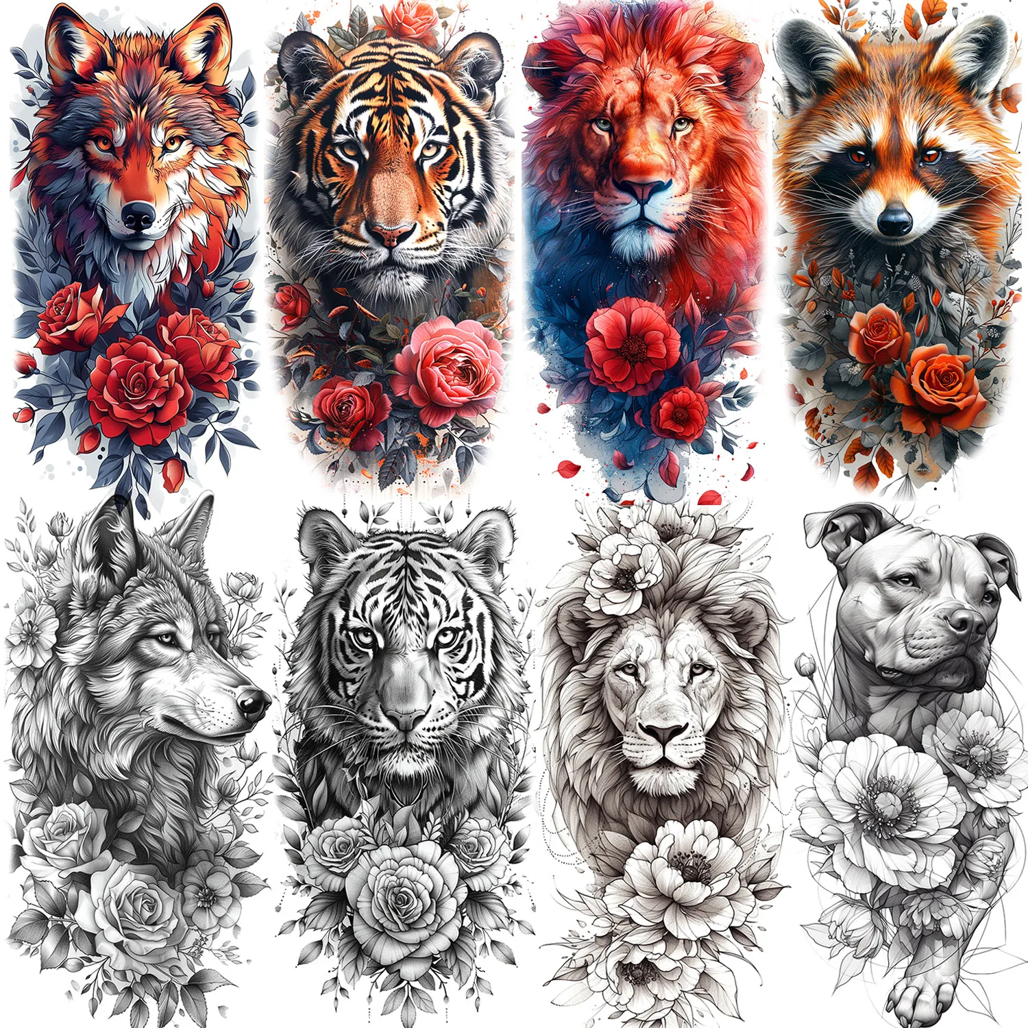1 Sheet Lion Tiger Wolf With Flowers Temporary Tattoos For Women Tatoos Waterproof Floral Animals Realistic Fake Tattoos Sticker
1 Sheet Lion Tiger Wolf With Flowers Temporary Tattoos For Women Tatoos Waterproof Floral Animals Realistic Fake Tattoos Sticker