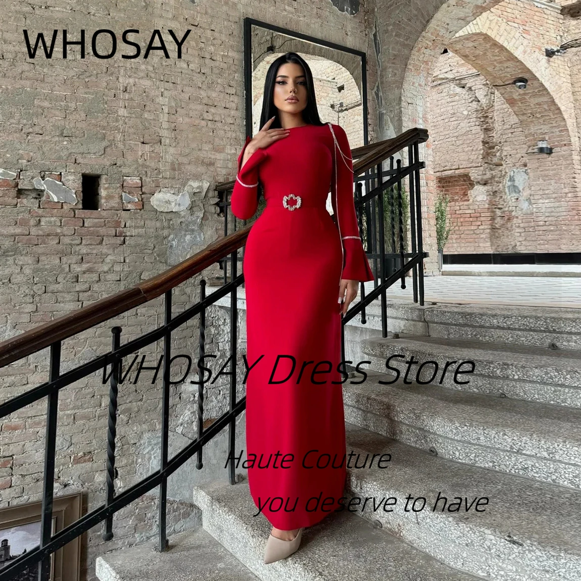 WHOSAY Индивидуальные вечерние платья Vestidos De Noch с длинными рукавами и поясом на молнии сзади, платье для выпускного вечера длиной до щиколотки, вечерние платья 
WHOSAY Индивидуальные вечерние платья Vestidos De Noch с длинными рукавами и поясом на молнии сзади, платье для выпускного вечера длиной до щиколотки, вечерние платья