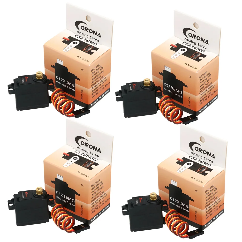 4pcs Corona DS238MG Analog Digital Servo Metal Gear 22g DS-238MG For RC Control FPV Airplane Fixed Wing Drone Models
4pcs Corona DS238MG Analog Digital Servo Metal Gear 22g DS-238MG For RC Control FPV Airplane Fixed Wing Drone Models