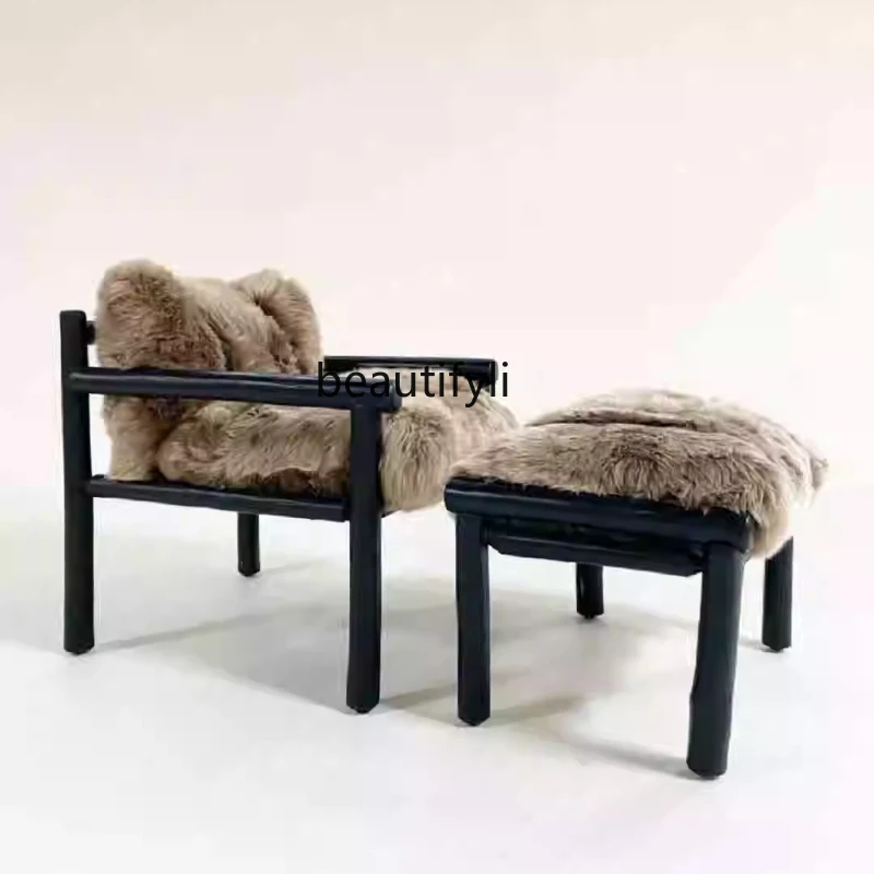Nordic medieval style solid wood fur integrated single sofa chair designer living room bedroom leisure chair
Nordic medieval style solid wood fur integrated single sofa chair designer living room bedroom leisure chair