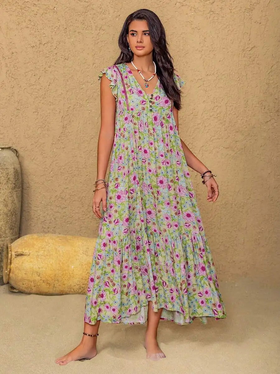 Bohemian Ditsy Floral Maxi Dress For Women Summer Beach Festival Casual
Bohemian Ditsy Floral Maxi Dress For Women Summer Beach Festival Casual