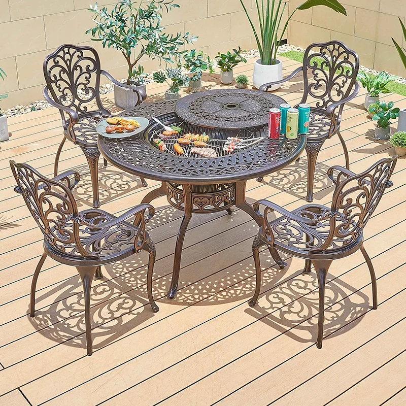 New 5 Piece Patio Restaurant Dining Set Furniture Outdoor Villa Garden Cast Aluminum Bbq Round Table And 4 Chairs
New 5 Piece Patio Restaurant Dining Set Furniture Outdoor Villa Garden Cast Aluminum Bbq Round Table And 4 Chairs