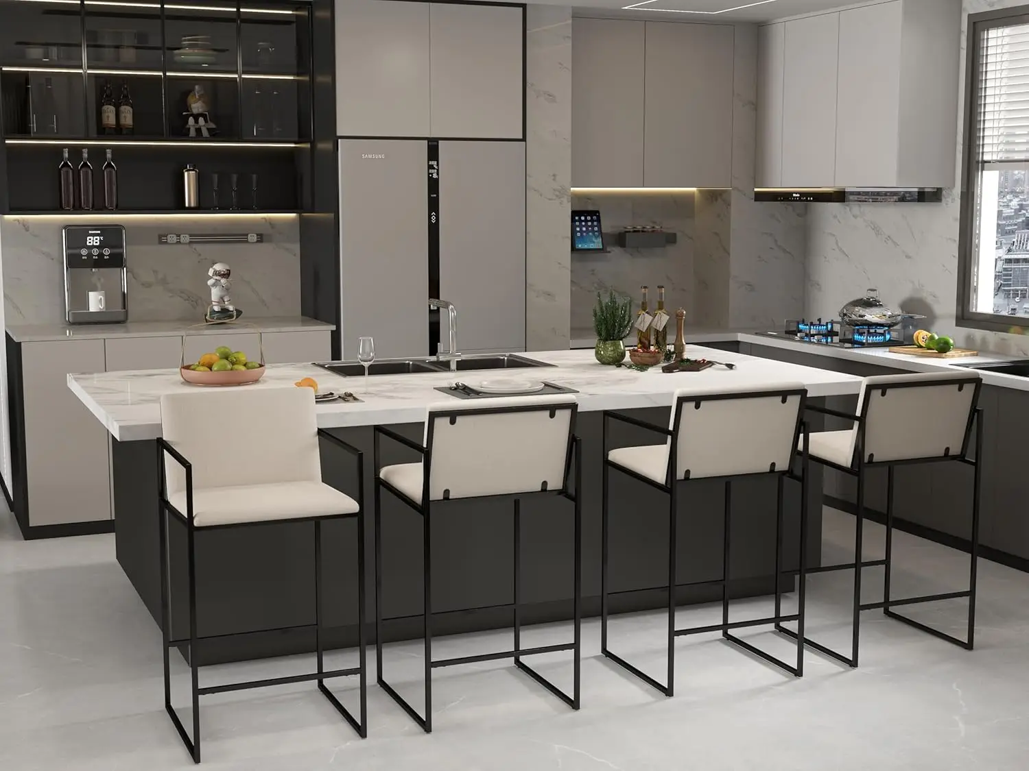 Комплект из 4-х табуретов для кухонной стойки высотой 25,5 дюймов, с льняной обивкой спинки, современный дизайн, кремовый цвет, на заказ
Комплект из 4-х табуретов для кухонной стойки высотой 25,5 дюймов, с льняной обивкой спинки, современный дизайн, кремовый цвет, на заказ