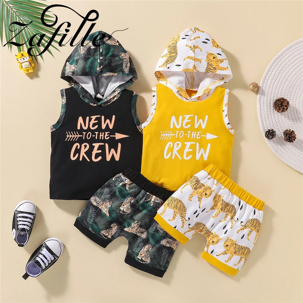 ZAFILLE Summer Sleeveless Baby Hooded Top+Tiger Shorts Letter Cartoon Printed Kids Newborn Boys Clothing Cuite Toddler Costume
ZAFILLE Summer Sleeveless Baby Hooded Top+Tiger Shorts Letter Cartoon Printed Kids Newborn Boys Clothing Cuite Toddler Costume