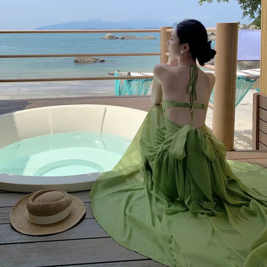 2025 Summer Polybromine Yunnan Dali Thailand Beach Vacation Long Dress French Greenopen-backtank Dress Women's
2025 Summer Polybromine Yunnan Dali Thailand Beach Vacation Long Dress French Greenopen-backtank Dress Women's