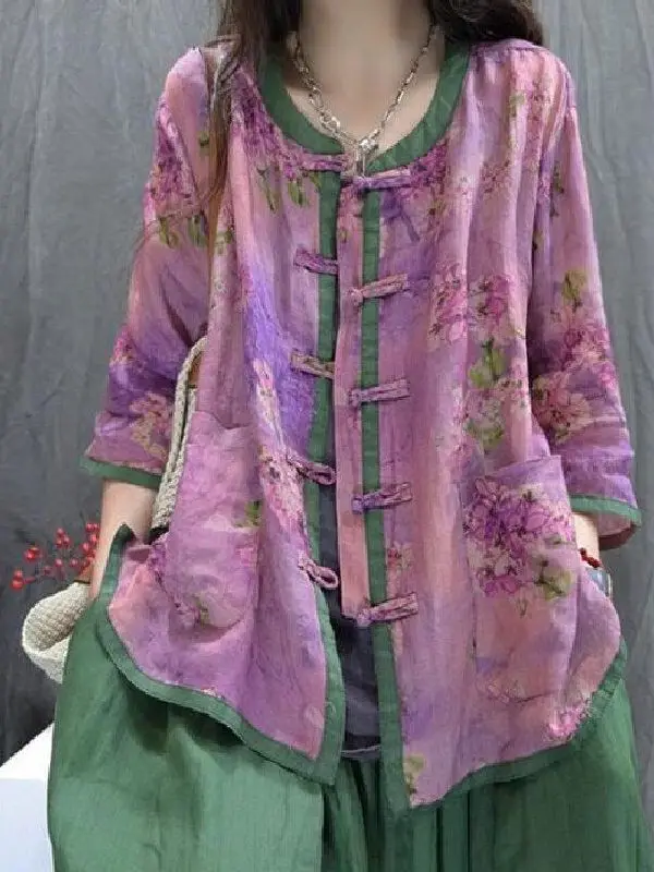 Retro Chinese Sle Button up Cotton Linen Women's irt Spring Summer Light National Sle Zen Print Seven Sve Top
Retro Chinese Sle Button up Cotton Linen Women's irt Spring Summer Light National Sle Zen Print Seven Sve Top