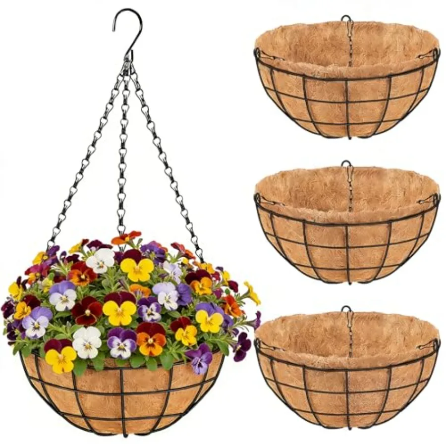 1 Inch Hanging Baskets for Plants Outdoor, Pack Metal Round Wire Hanging Planters with Natural Thick Coco Liners, Garden Patio
1 Inch Hanging Baskets for Plants Outdoor, Pack Metal Round Wire Hanging Planters with Natural Thick Coco Liners, Garden Patio