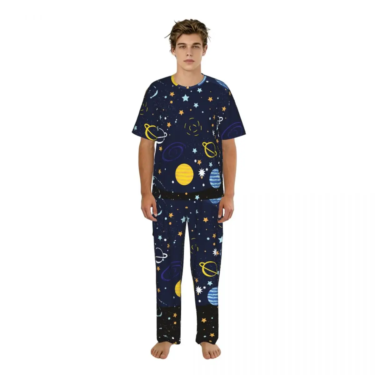 Мужской пижамный комплект Galaxy Space, красочный, с короткими рукавами, весенне-летняя одежда для отдыха, мужская ночная одежда
Мужской пижамный комплект Galaxy Space, красочный, с короткими рукавами, весенне-летняя одежда для отдыха, мужская ночная одежда