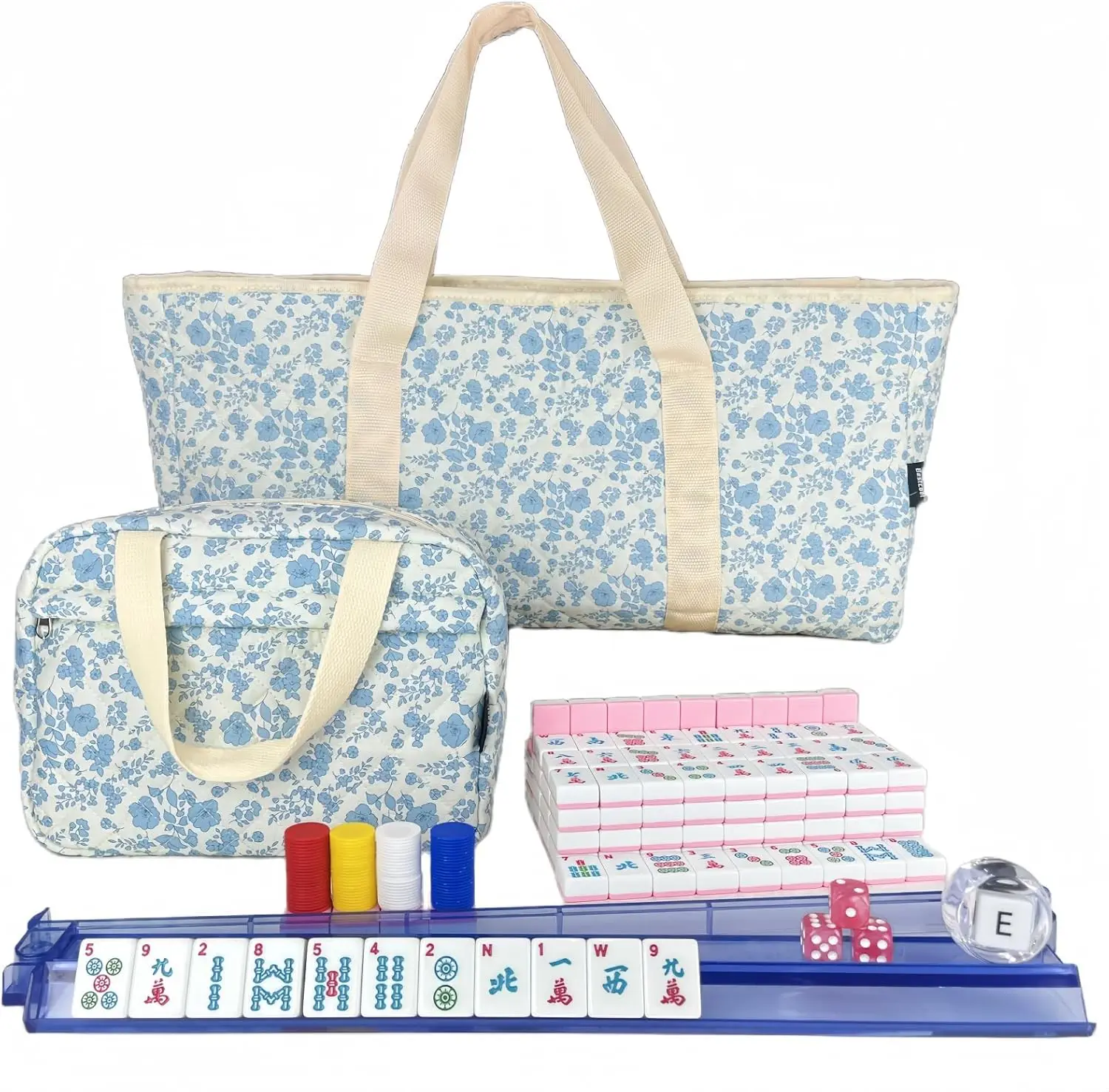 American Mahjong Set, 166 Pink Tiles, Floral Quilted Bag, 4 Racks & Pushers, Dice, Chips for Beginners
American Mahjong Set, 166 Pink Tiles, Floral Quilted Bag, 4 Racks & Pushers, Dice, Chips for Beginners