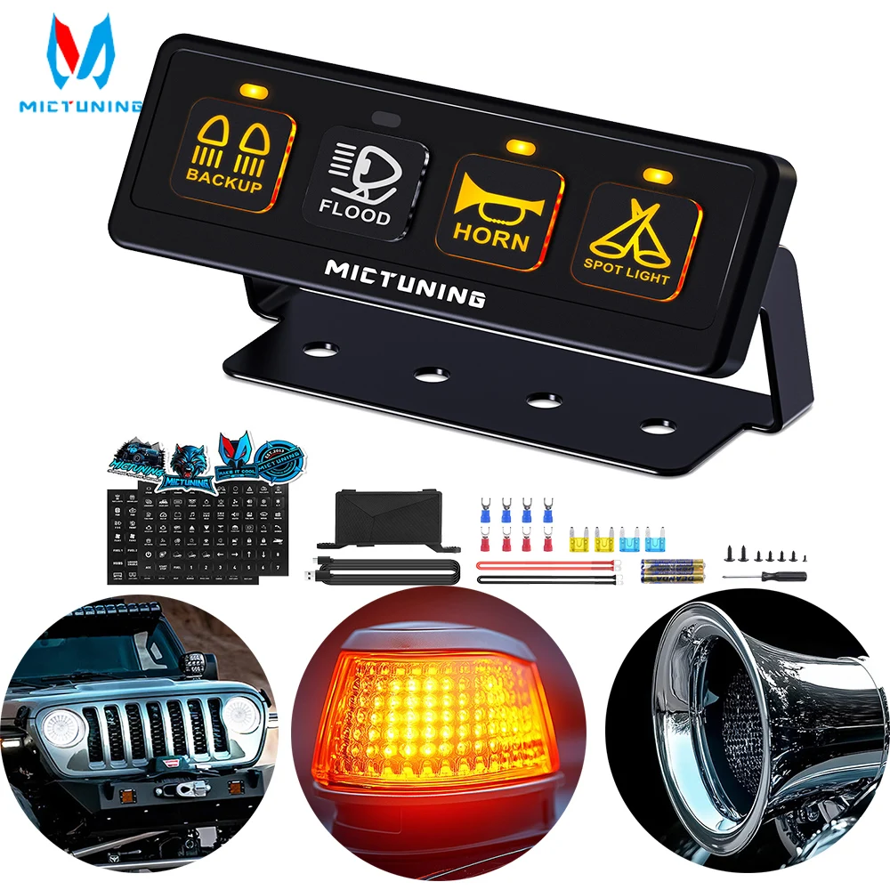 MICTUNING 12V 60A Universal 4 Gang Wireless Switch Panel, Auxiliary Car Swtich Panel Toggle/Momentary/Flash/Strobe, for Truck
MICTUNING 12V 60A Universal 4 Gang Wireless Switch Panel, Auxiliary Car Swtich Panel Toggle/Momentary/Flash/Strobe, for Truck