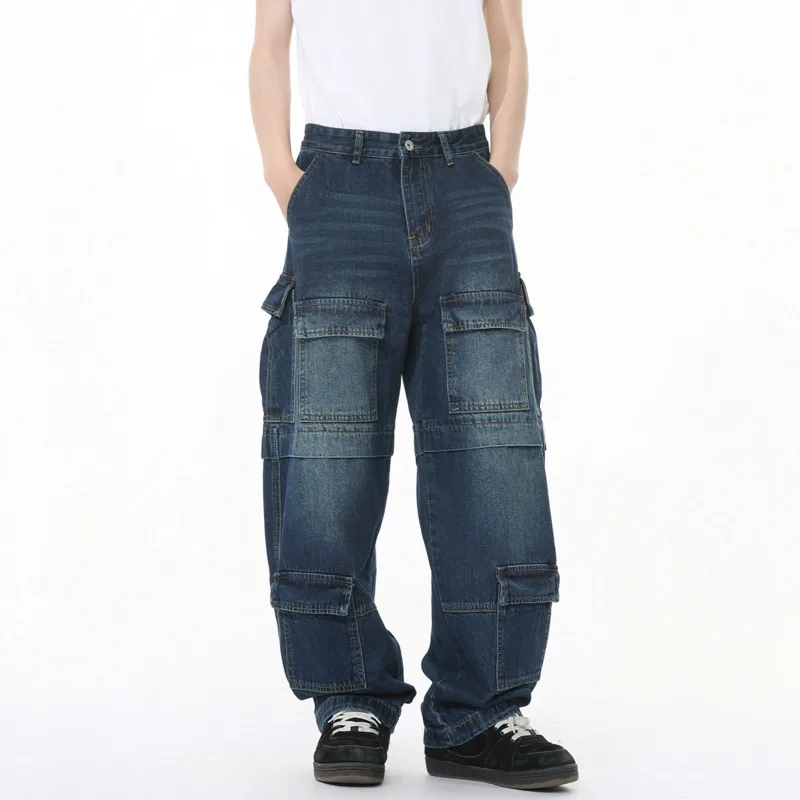 Multi Pockets Patchwork Design Men's Cargo Jeans American Style Straight Wide Leg Loose Male Denim Pants 2025 Spring
Multi Pockets Patchwork Design Men's Cargo Jeans American Style Straight Wide Leg Loose Male Denim Pants 2025 Spring
