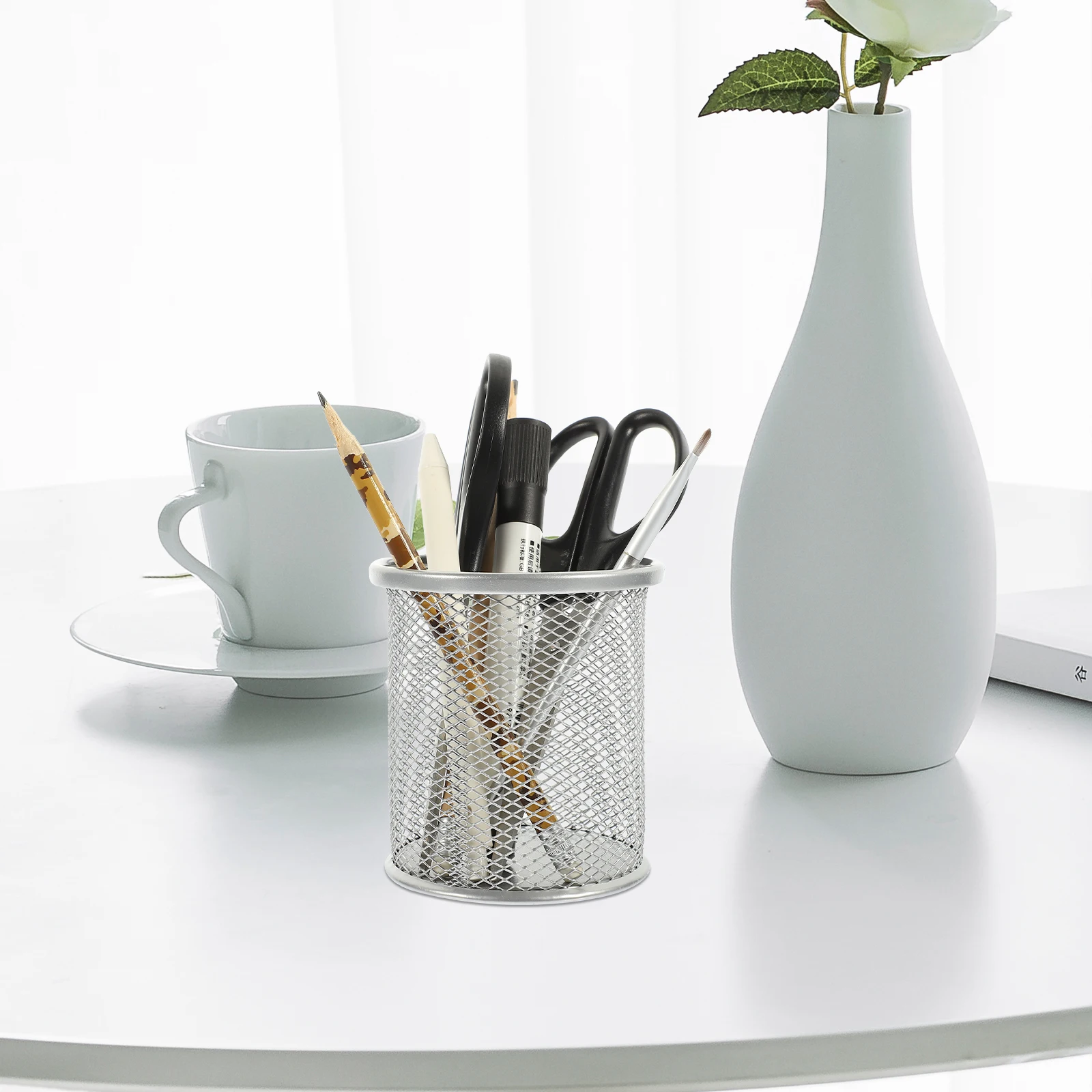 1 set Pen Holder Set Silver Desktop ganizer Stationery Storage Box Multifunctional Wear Resistant Mesh Iron Pencil Supplies
1 set Pen Holder Set Silver Desktop ganizer Stationery Storage Box Multifunctional Wear Resistant Mesh Iron Pencil Supplies