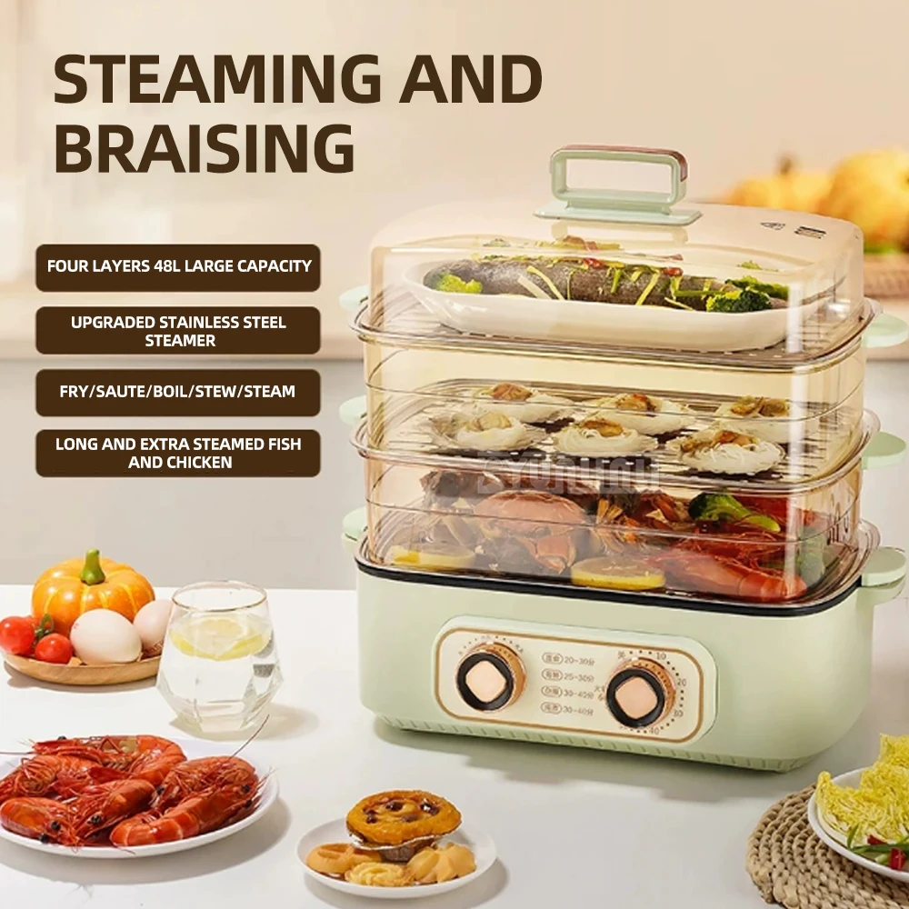 Double Knob Electric Steamer Three-layer Large Capacity Food Steamer Kitchen Cooking Machine
Double Knob Electric Steamer Three-layer Large Capacity Food Steamer Kitchen Cooking Machine