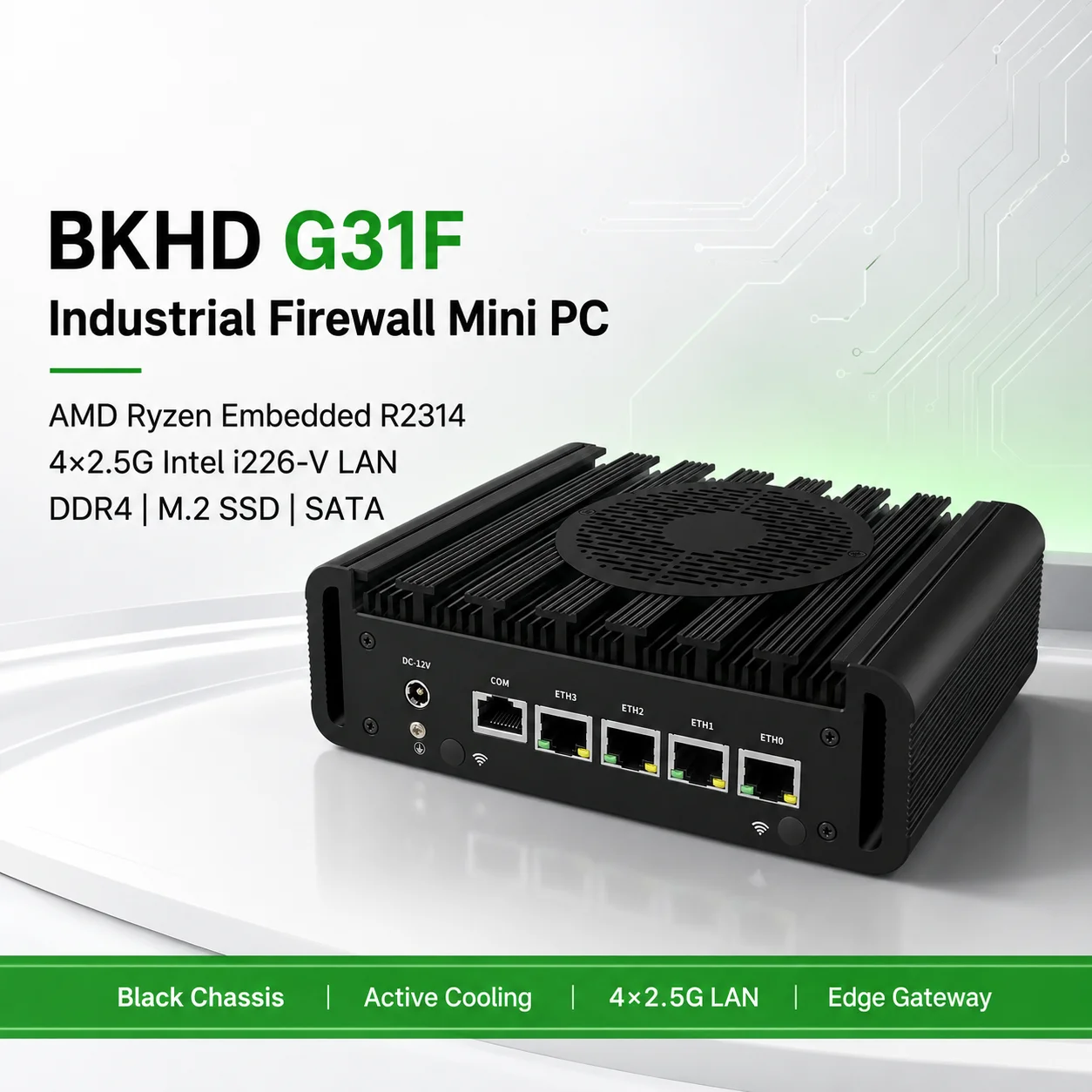 BKHD G31F Industrial Firewall Mini PC AMD Ryzen Embedded R2314 4x2.5G i226-V LAN DDR4 Edge Gateway IoT
BKHD G31F Industrial Firewall Mini PC AMD Ryzen Embedded R2314 4x2.5G i226-V LAN DDR4 Edge Gateway IoT