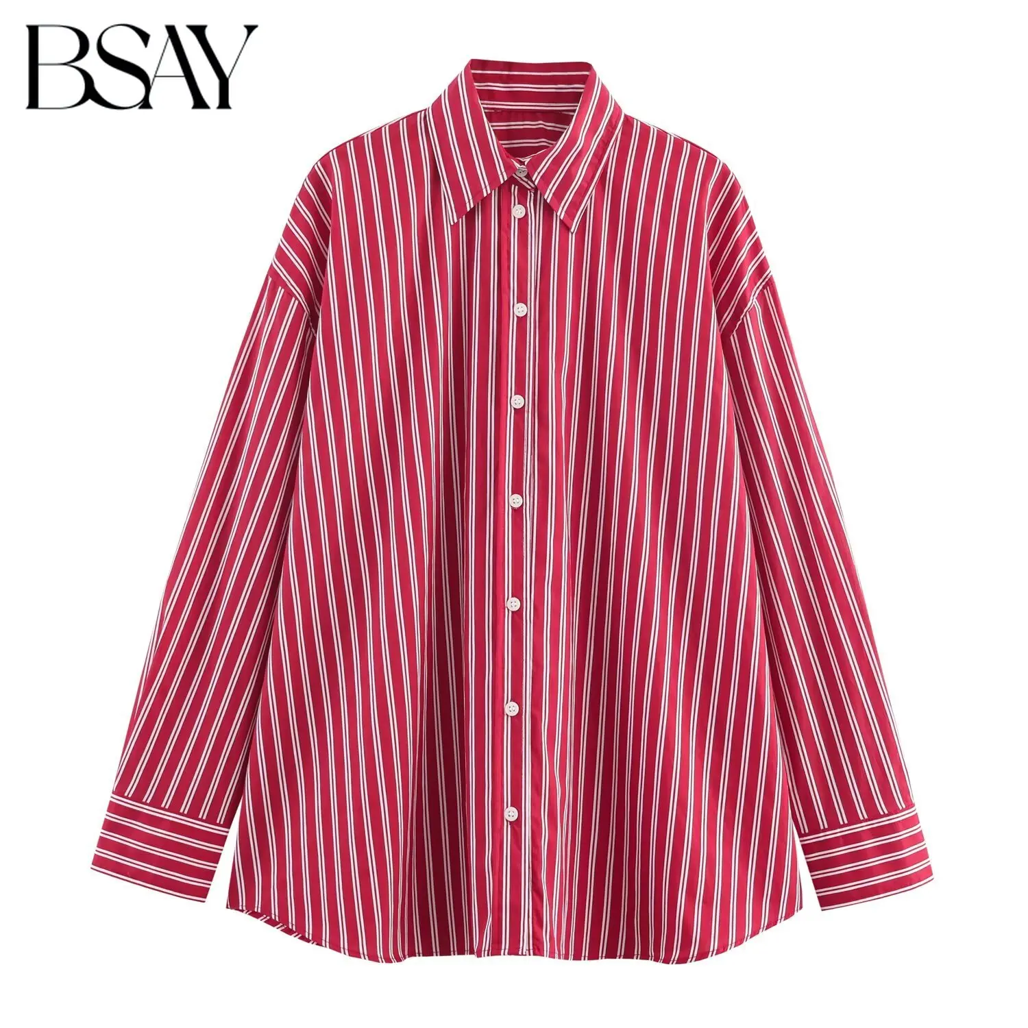 BSAY Poplin Shirt for Women Fashion Autumn Winter New Striped Loose Long Sleeves Single Breasted Lapel Blouse Chic Ladies Top
BSAY Poplin Shirt for Women Fashion Autumn Winter New Striped Loose Long Sleeves Single Breasted Lapel Blouse Chic Ladies Top