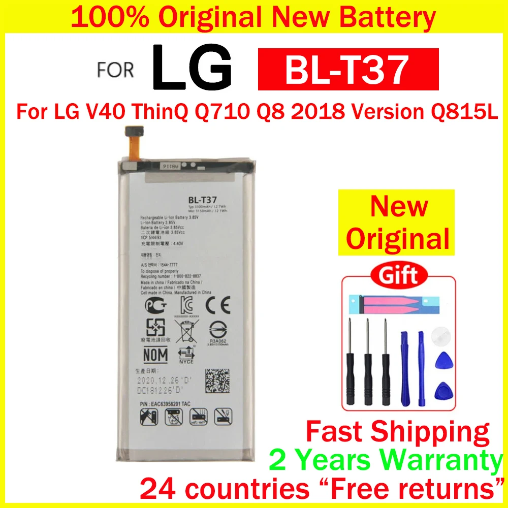 New Original BL-T37 3300mAh For LG V40 ThinQ Q710 Q8 2018 Version Q815L Phone High quality Battery With Tools+Tracking number
New Original BL-T37 3300mAh For LG V40 ThinQ Q710 Q8 2018 Version Q815L Phone High quality Battery With Tools+Tracking number