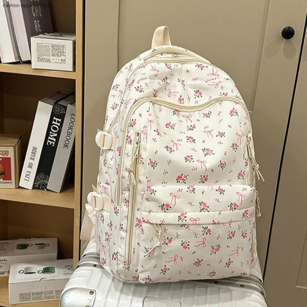 Large Capacity Floral Print Backpack Multi-compartment Multi-pocket Bow Pattern School Bag Lightweight Durable Rucksack Travel
Large Capacity Floral Print Backpack Multi-compartment Multi-pocket Bow Pattern School Bag Lightweight Durable Rucksack Travel