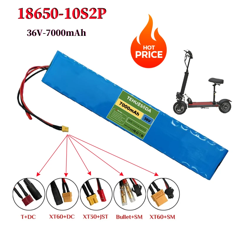 Литий-ионный аккумуляторный блок 18650 36В 10S2P 7000мАч для электросамоката DIY с платой защиты BMS
Литий-ионный аккумуляторный блок 18650 36В 10S2P 7000мАч для электросамоката DIY с платой защиты BMS