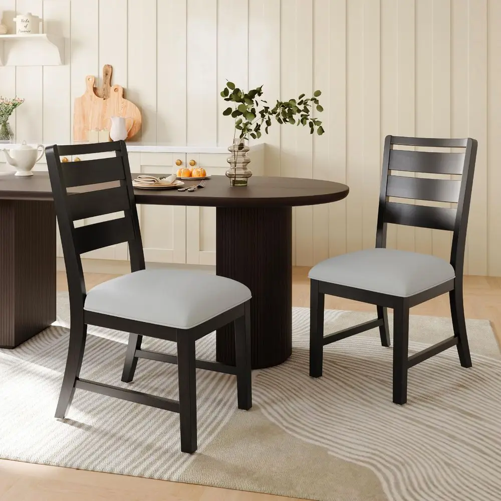 Wooden Dining Chairs Set of 2, Farmhouse Upholstered Dining Room Chairs with 3.5 Thick Cushion, FSC Solid Wood Ladder Back Kitc
Wooden Dining Chairs Set of 2, Farmhouse Upholstered Dining Room Chairs with 3.5 Thick Cushion, FSC Solid Wood Ladder Back Kitc