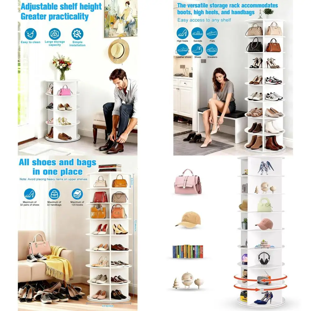 8-Tier Rotating Shoe Storage Rack, 360° Space-Saving Carousel Organizer for Entryway, Closet, and Bedroom
8-Tier Rotating Shoe Storage Rack, 360° Space-Saving Carousel Organizer for Entryway, Closet, and Bedroom