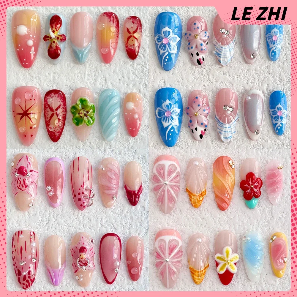 Spice Girl Handmade Almond Full Cover Wearable Fake Nail 3D Carving Flowers Pearl Glisten Diamond French Style False Nail Girl
Spice Girl Handmade Almond Full Cover Wearable Fake Nail 3D Carving Flowers Pearl Glisten Diamond French Style False Nail Girl