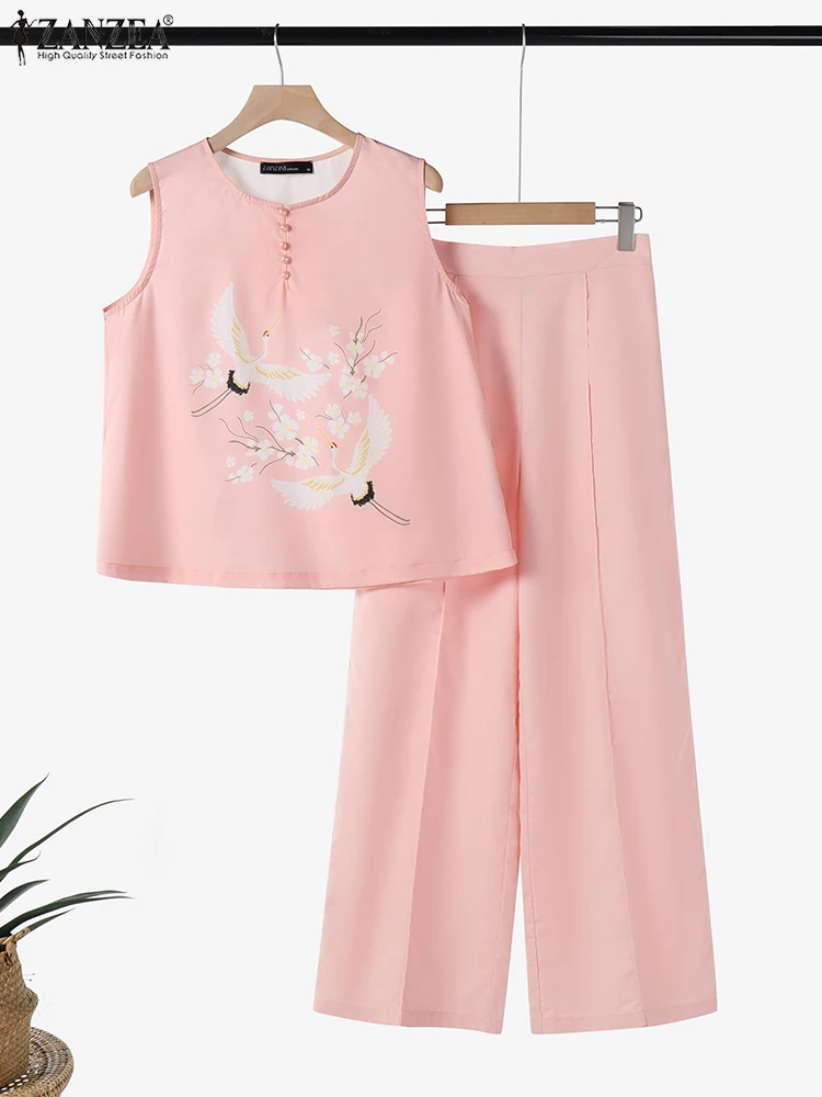 ZANZEA Fashion Summer 2PCS Outfits Pintuck Commute Women Wide Leg Pants Pant Sets Printed Tank Tops Holiday Casual 2-Piece Suits
ZANZEA Fashion Summer 2PCS Outfits Pintuck Commute Women Wide Leg Pants Pant Sets Printed Tank Tops Holiday Casual 2-Piece Suits