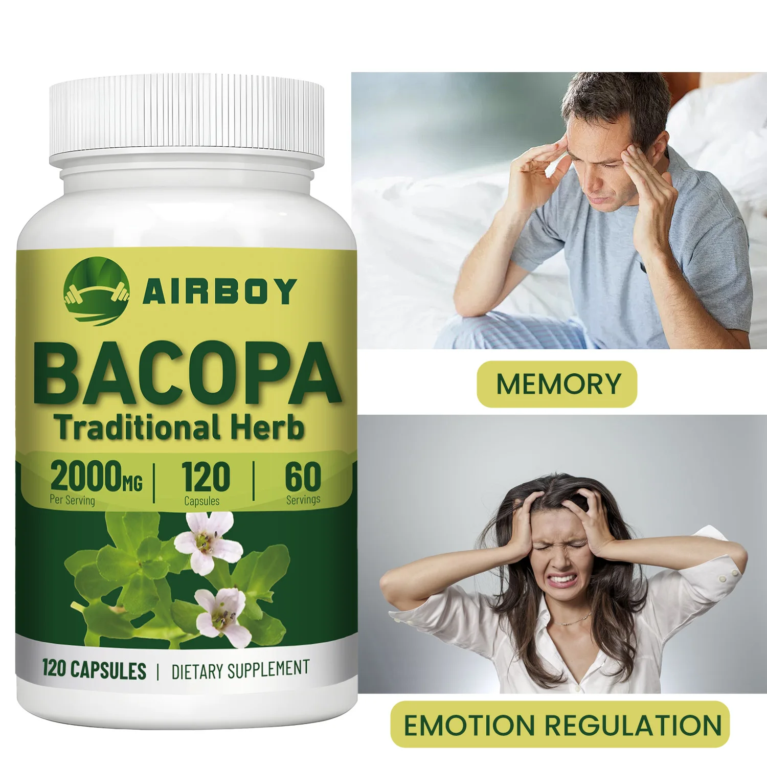 Bacopa Monnieri Extract - Anti-aging, Helps Clear Thinking and Improves Memory, Promotes Brain Health, Boosts Energy
Bacopa Monnieri Extract - Anti-aging, Helps Clear Thinking and Improves Memory, Promotes Brain Health, Boosts Energy