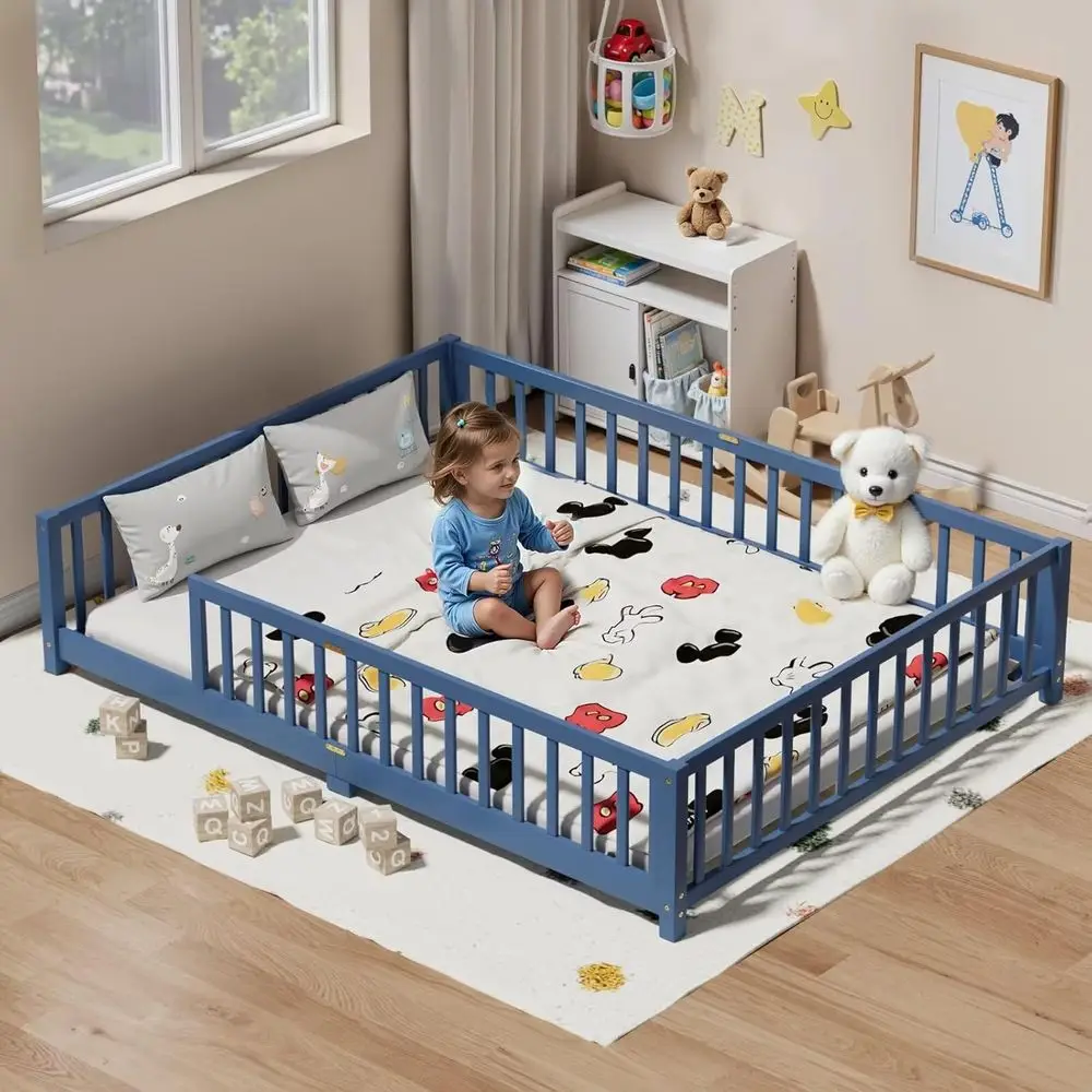 Multifunctional Solid Wood Toddler Bed with Safety Guardrails, Mist Blue, Easy Assembly
Multifunctional Solid Wood Toddler Bed with Safety Guardrails, Mist Blue, Easy Assembly