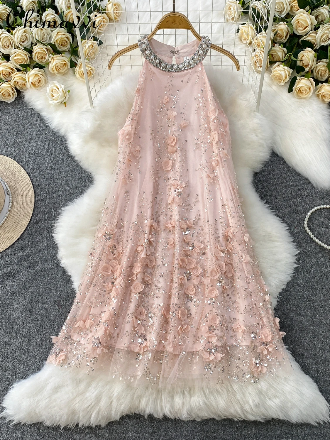 Light Luxury High-end Heavy Beads 3D Flower Neck Dress Women's 2025 Summer Fashion Round Neck Loose Elegant Fairy Dresses
Light Luxury High-end Heavy Beads 3D Flower Neck Dress Women's 2025 Summer Fashion Round Neck Loose Elegant Fairy Dresses